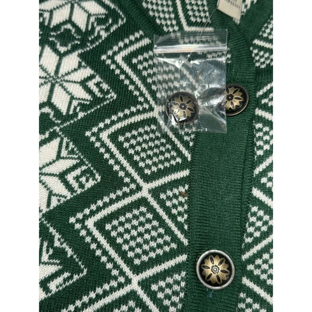 Vitange Appleseeds  green ivory fair isle Nordic button up soft c… - Picture 4 of 11